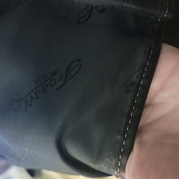 Authentic Fossil 100% Genuine Leather Duffle Handbag with Braided Straps - Picture 5 of 11